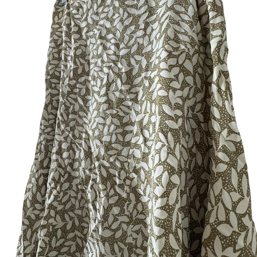 Casual Studio Midi Rayon Sage Green White Floral Side Zip Midi Skirt 90s sz S - Picture 4 of 16
